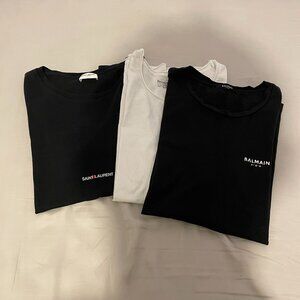 Men Lot 3 T-Shirts BALMAIN SAINT LAURENT Bread Boxers M Black White